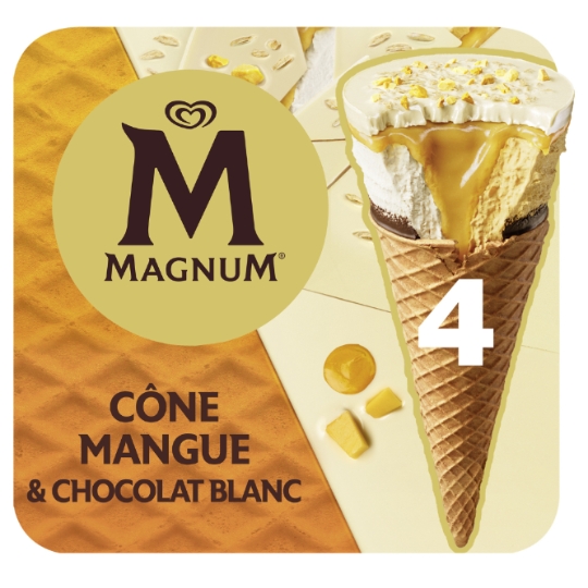 Glaces Cônes Mangue Chocolat Blanc MAGNUM