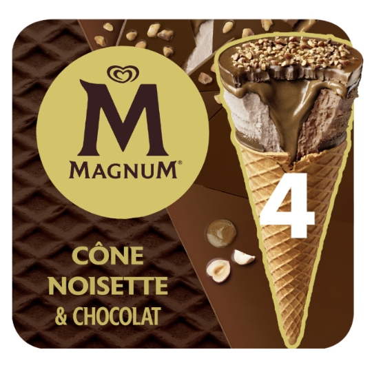Glaces Cônes Chocolat Noisettes MAGNUM