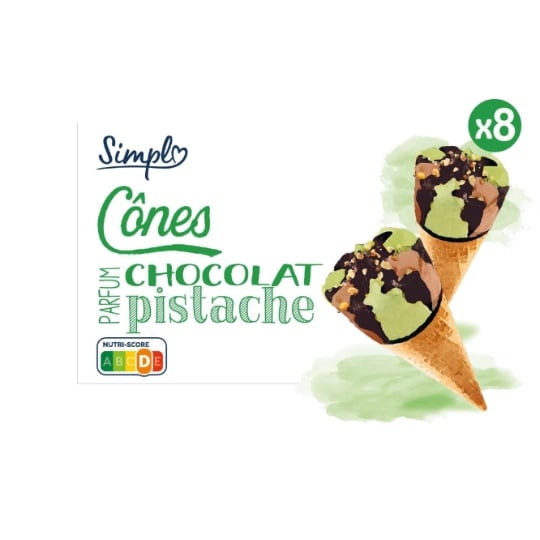 Glaces Cônes Pistache Chocolat SIMPL
