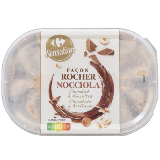 Glace en Bac Chocolat Noisettes Façon Rocher CARREFOUR SENSATION
