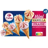 Glaces Cônes Vanille et Fraise CARREFOUR EXTRA