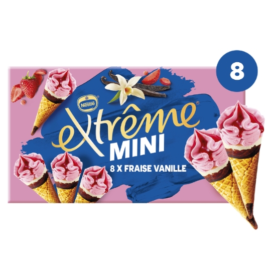 Glaces Cônes Mini Fraise Vanille EXTREME