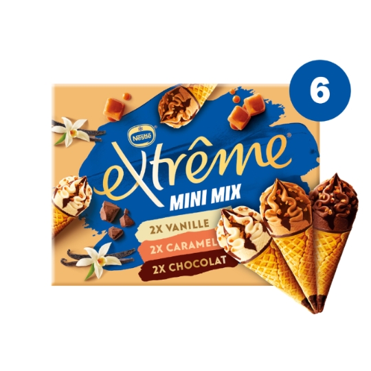 Glaces Cônes Mini Mix Vanille Caramel et Chocolat EXTREME