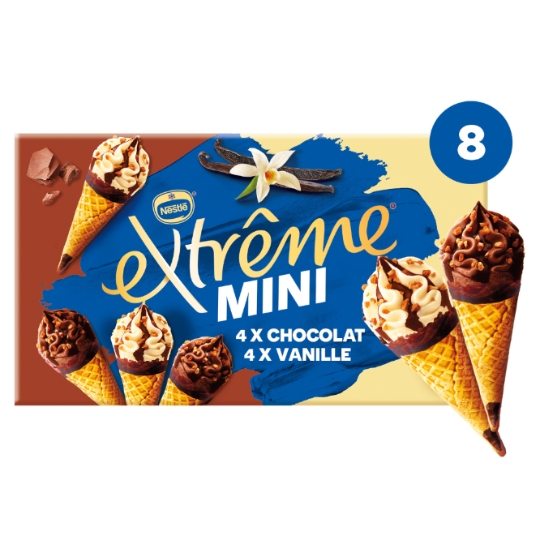 Glaces Cônes Mini Chocolat et Vanille EXTREME