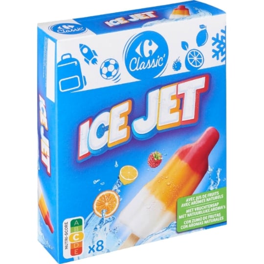 Glaces Tubes à l'Eau Citron Orange et Framboise CARREFOUR CLASSIC'