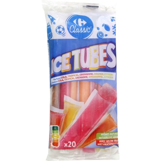 Glaces Tubes à l'Eau Assortiment CARREFOUR CLASSIC'
