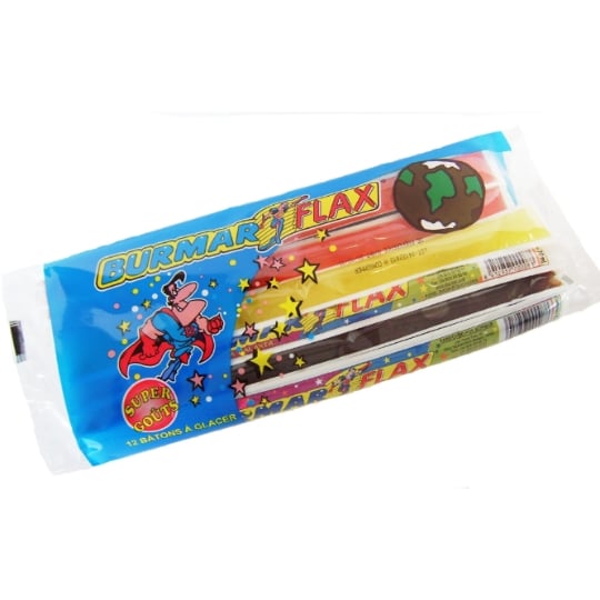 Glaces Tubes à l'Eau Fraise Cola Citron Orange et Cerise BURMAR FLAX