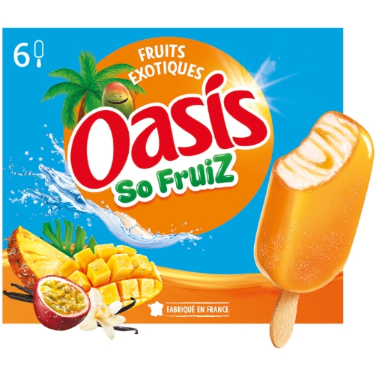 Glaces Bâtonnets Vanille Fruits Exotiques OASIS