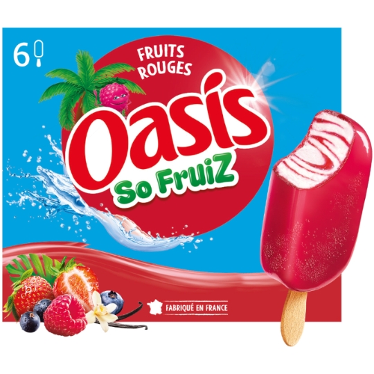 Glaces Bâtonnets Vanille Fruits Rouges OASIS