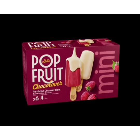 Sorbets Bâtonnets Framboise Chocolat Blanc POP FRUIT