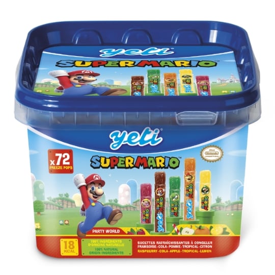 Glaces Tubes à l'Eau Framboise Cola Pomme Tropical et Citron Super Mario YETI