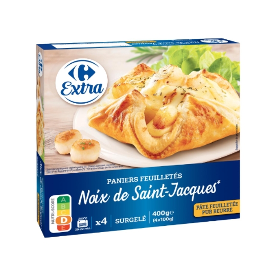 Paniers feuilletés pâte feuilletée pur beurre et noix de Saint-Jacques CARREFOUR