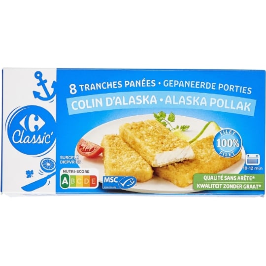 Colin Alaska tranches panées 100% filet CARREFOUR CLASSIC'