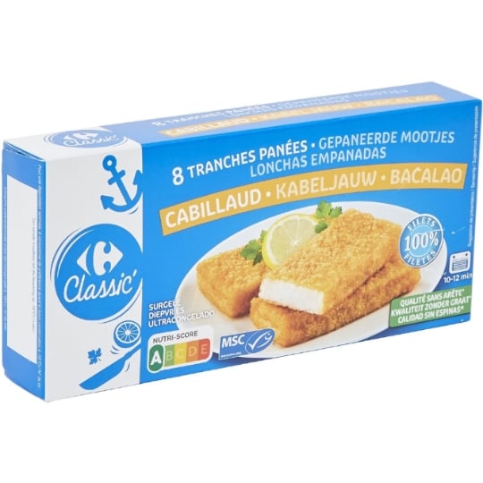 Cabillaud tranches panées CARREFOUR CLASSIC'