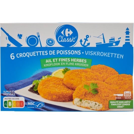 Croquettes de poisson ail, fines herbes CARREFOUR CLASSIC'