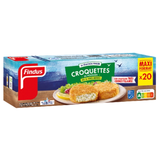 Croquettes de poisson pané MSC ail et fines herbes FINDUS