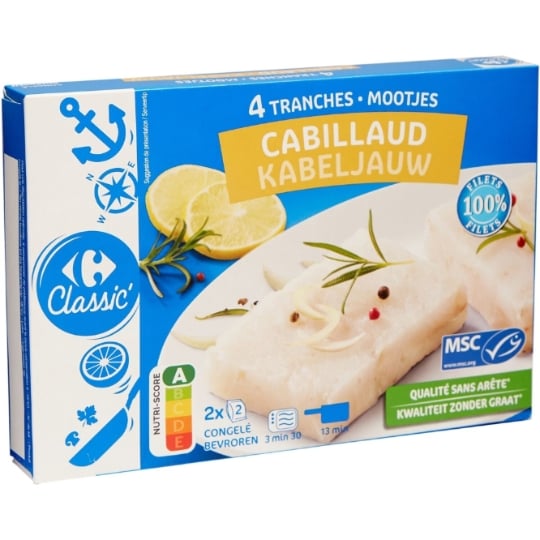 Cabillaud en tranches CARREFOUR CLASSIC'