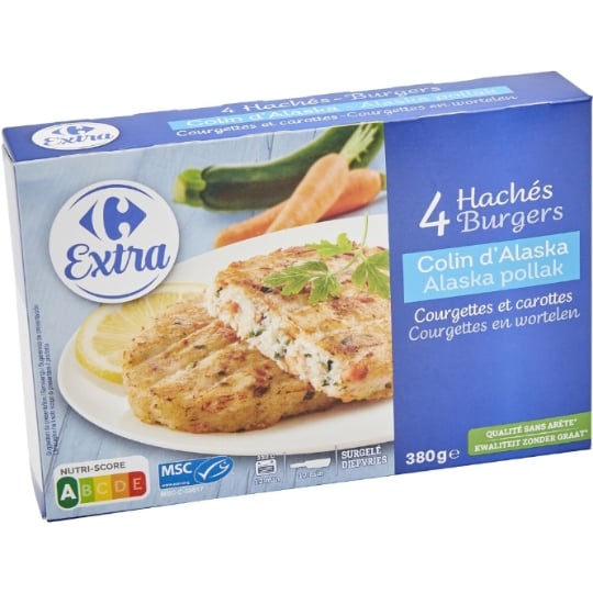 Hachés colin d'Alaska courgettes/carottes CARREFOUR EXTRA