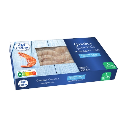 Crevettes entières, crues et sauvages CARREFOUR