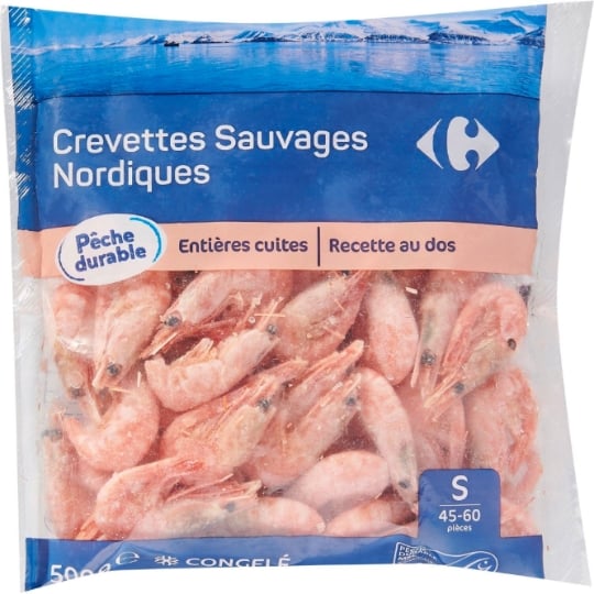 Crevettes Sauvages Nordiques Entières Cuites CARREFOUR EXTRA