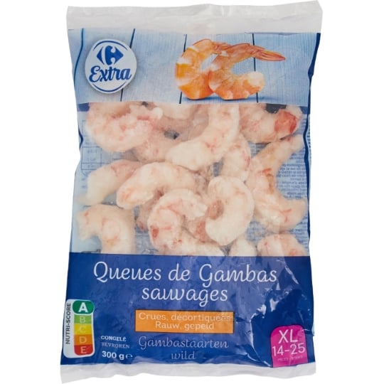 Queues de Gambas Sauvages Décortiquées Crues CARREFOUR EXTRA