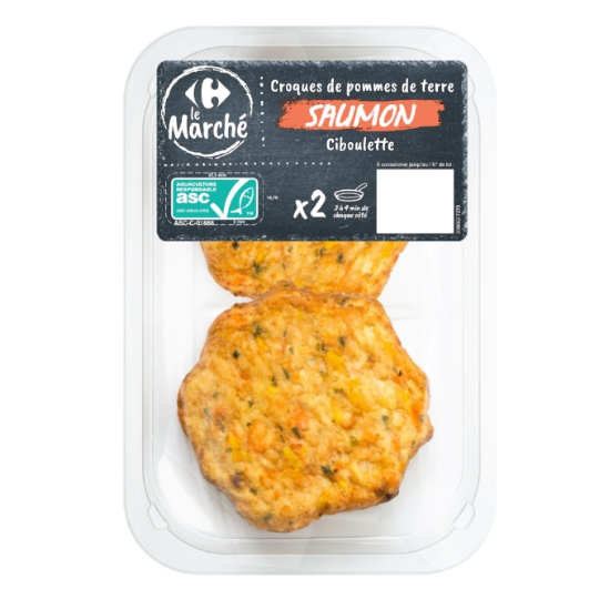 Croques de pommes de terre saumon ASC ciboulette CARREFOUR LE MARCHE