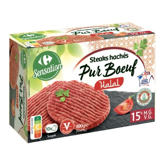 Steaks Hachés 15% MG Halal CARREFOUR SENSATION