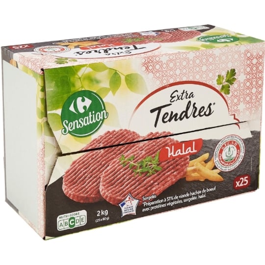 Haché  halal au boeuf extra tendre CARREFOUR SENSATION