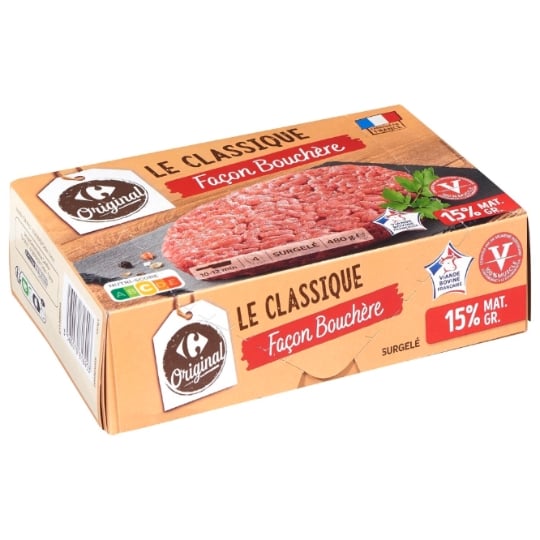 Steaks hachés Classique façon bouchère 15% MG CARREFOUR ORIGINAL