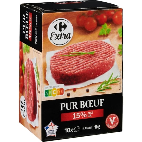 Steaks hachés pur bœuf 15% MG CARREFOUR EXTRA