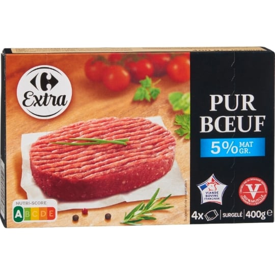 Steaks hachés pur bœuf 5% MG CARREFOUR EXTRA