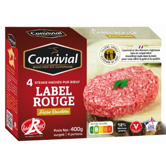 Steak haché pur bœuf 12% MG Label Rouge CONVIVIAL