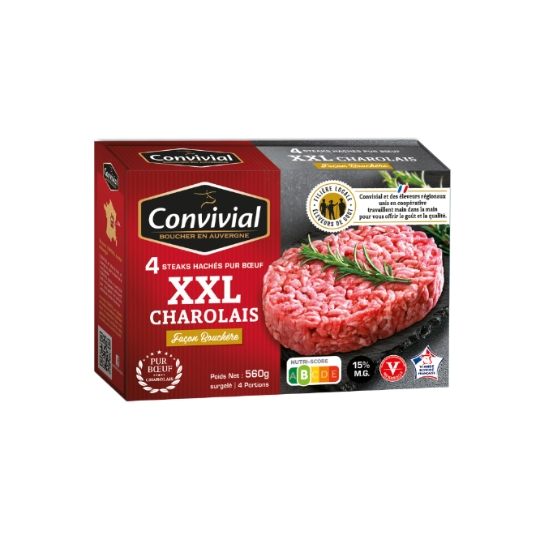 Steak Haché Pur Bœuf XXL Charolais  CONVIVIAL