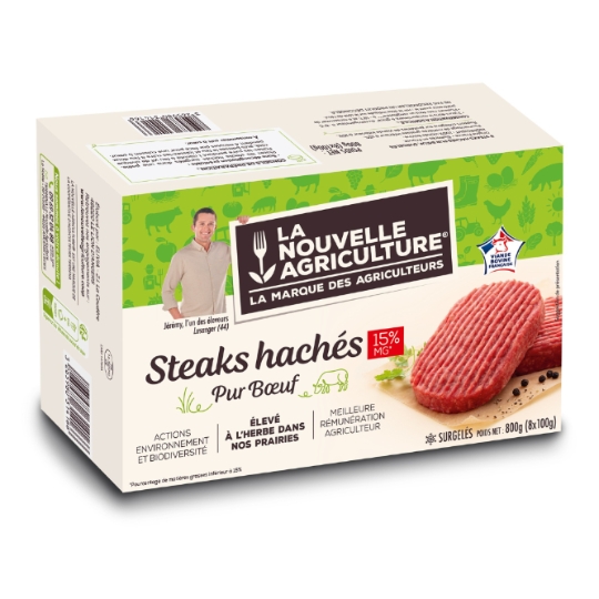 Steaks Hachés Pur Bœuf  15% MG LA NOUVELLE AGRICULTURE