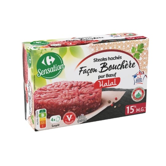 Steaks hachés Halal façon bouchère CARREFOUR SENSATION