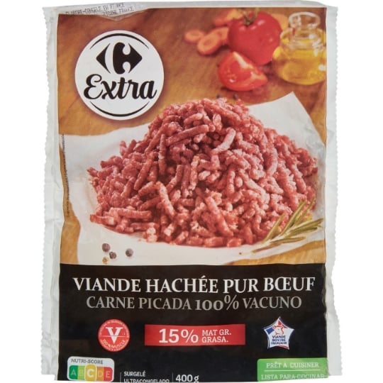 Viande hachée pur bœuf 15% MG CARREFOUR EXTRA
