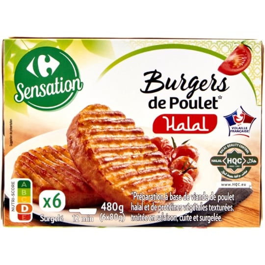 Burgers halal de poulet CARREFOUR SENSATION