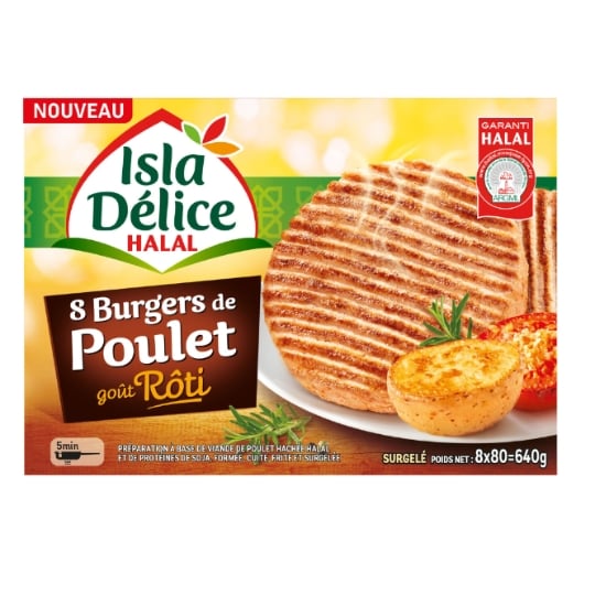 Burgers halal poulet goût rôti ISLA DELICE