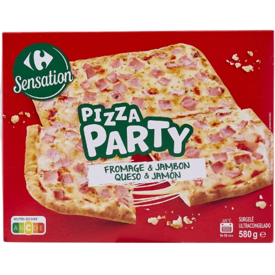Pizza au fromage, jambon cuit et emmental, cuite sur pierre, surgelée CARREFOUR SENSATION