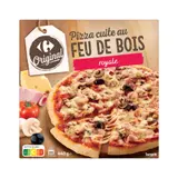 Pizza cuite au feu de bois royale au jambon cuit supérieur, champignons de Paris et maasdam CARREFOUR ORIGINAL