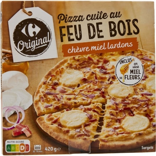 Pizza chèvre miel lardons CARREFOUR ORIGINAL