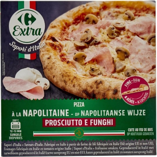 Pizza napolitaine Proscuitto E Funghi CARREFOUR EXTRA