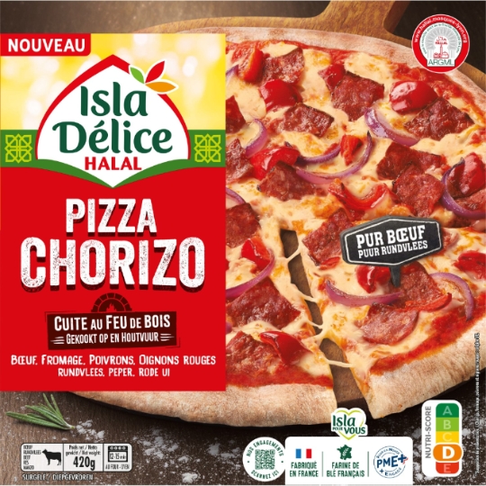 Pizza Chorizo Pur Bœuf Halal Cuite au Feu de Bois ISLA DELICE