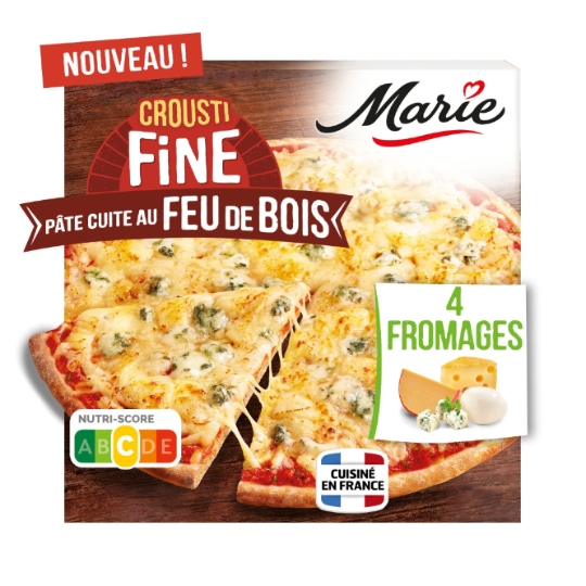 Pizza 4 Fromages Crousti Fine Pâte Cuite au Feu de Bois MARIE