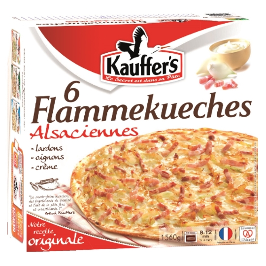 Flammekueches Alsaciennes Fromage Blanc, Crème, Lardons, Oignons KAUFFER'S