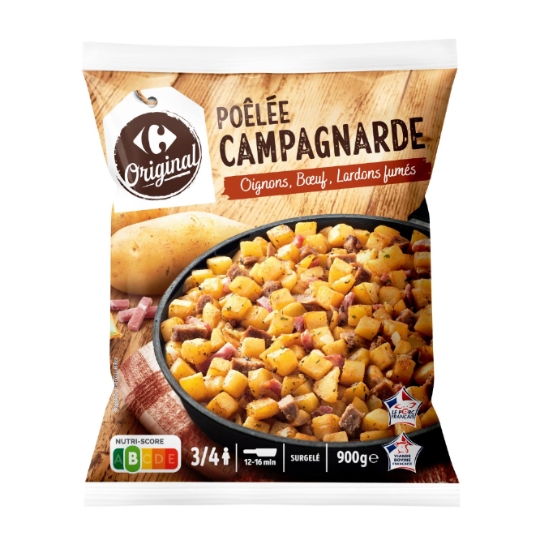 Poêlée campagnarde oignons, bœuf, lardons fumés surgelée CARREFOUR