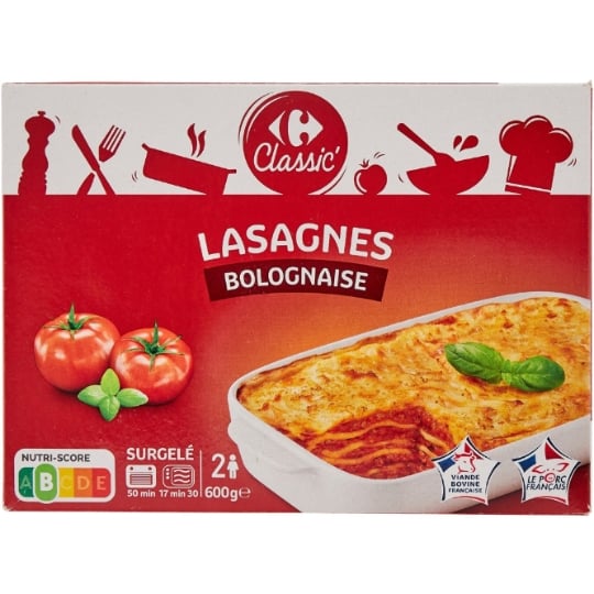 Plat cuisiné lasagnes bolognaise CARREFOUR CLASSIC'