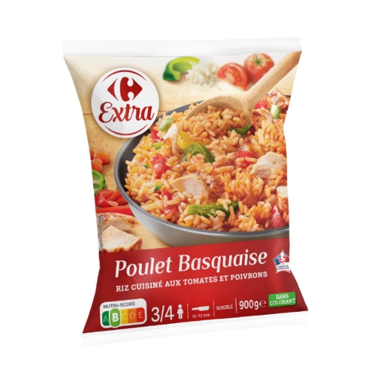 Poulet Basquaise sans colorant, volaille française et surgelé CARREFOUR EXTRA