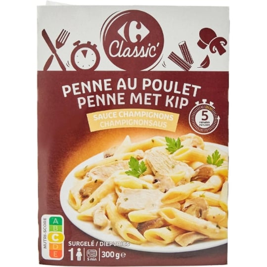 Plat cuisiné penne poulet champignons CARREFOUR CLASSIC'