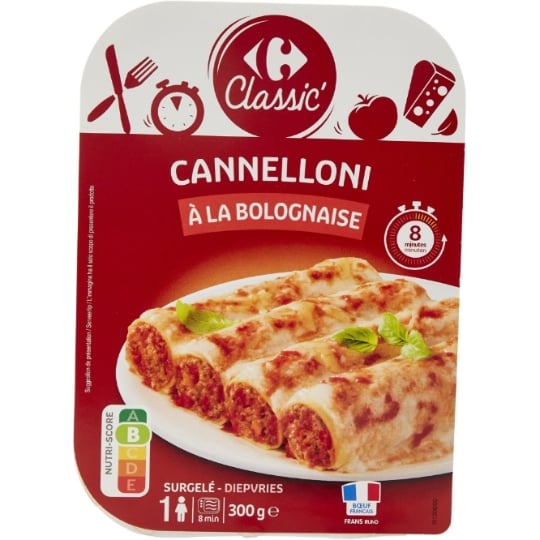 Plat cuisiné Cannelloni à la bolognaise CARREFOUR CLASSIC'